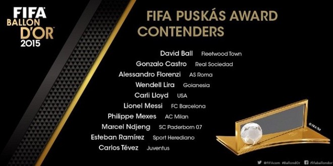 Messi, Tevez e brasileiro e jogador  do Goianésia-GO disputam o Prêmio Puskas