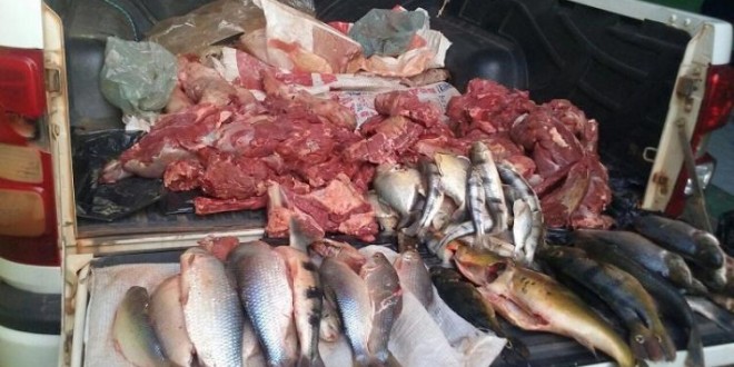Homem é preso com 100 kg de carnes de pesca e caça predatórias, (Aruanã)