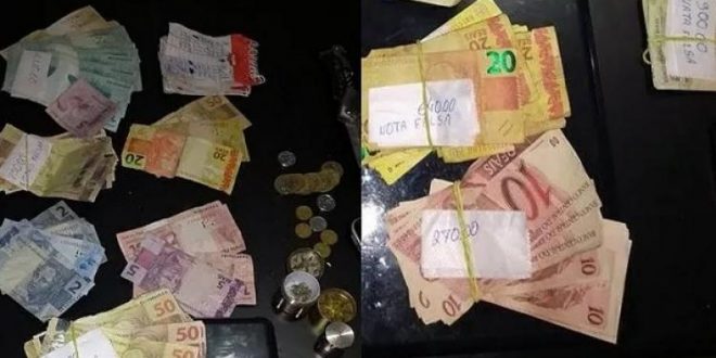 Após prender suspeito de tráfico, PM apreende R$ 4.610,00 em notas falsas em Jaraguá
