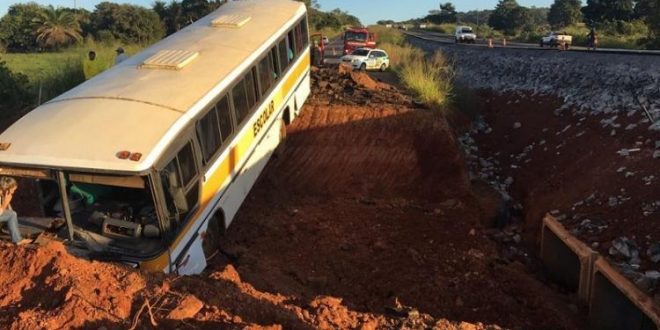 Acidente com ônibus escolar deixa um morto e vários feridos na GO-080, em Nerópolis