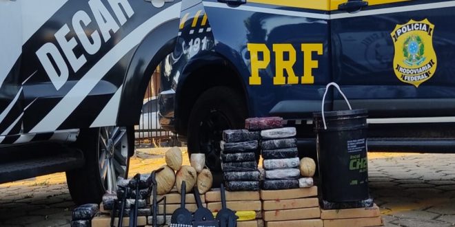 Polícia apreende 50 kg de maconha em ônibus clandestino e descobre carregamento de armas onde droga seria entregue