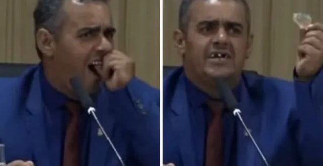 Vereador de cidade no interior de Goiás tira dentadura durante sessão na Câmara;