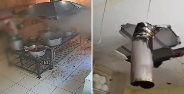 Panela de pressão explode, causa queimaduras em voluntário de igreja e abre buraco no teto de cozinha
