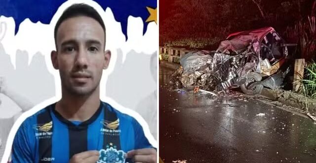 Jogador de futebol morre e namorada fica ferida após carro ser destruído em acidente, em Goiás