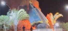 Monumento de Nossa Senhora Aparecida desaba durante incêndio em Goiás;