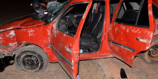 Acidente e troca de tiros após assaltos em Porangatu