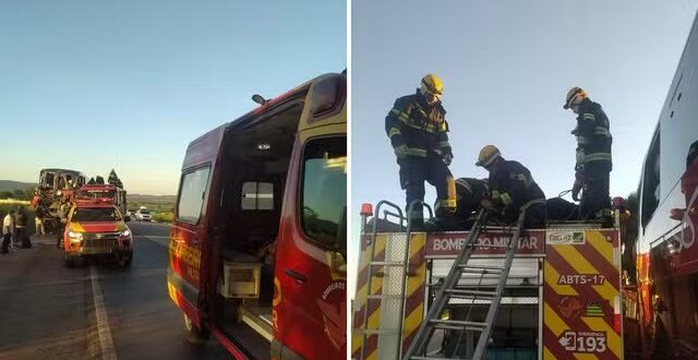 Acidente com caminhão e ônibus deixa 18 feridos na BR-060