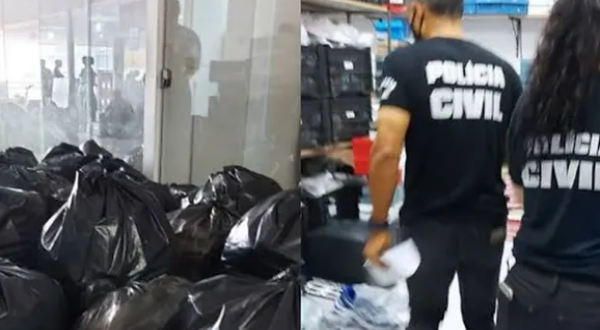 Polícia apreende 10 mil peças de roupas falsificadas em Jaraguá, maioria da marca TXC