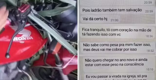 Ladrão manda mensagem falando que estava em igreja após roubar entregador de pizza e cobrar para devolver moto: ‘Com o coração na mão de fazer isso’, diz polícia