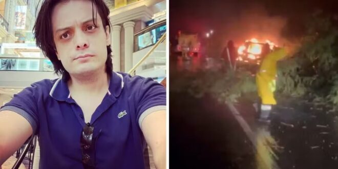 Médico morre após carro bater contra árvore e pegar fogo