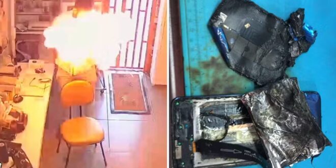 Celular explode nas mãos de técnico durante manutenção