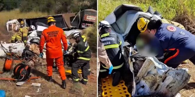 Caminhão mata ocupantes de carro parado em rodovia, dizem bombeiros