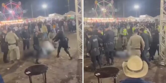 PMs são filmados espancando jovens durante festa agropecuária em Cristalina