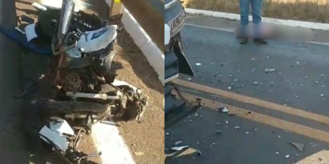Motociclista morre na hora em grave acidente na BR-414, próximo à Base Aérea de Anápolis