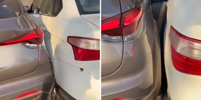 Mulher se irrita com carro ‘colado’ ao dela em vaga de estacionamento: ‘Vê se tem lógica?’