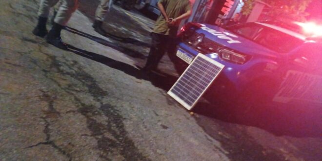A POLÍCIA MILITAR DE GOIANÉSIA PRENDEU UM HOMEM SUSPEITO DE FURTAR CABO DE PIVÔ E PLACA SOLAR NA USINA CODORA EM GOIANÉSIA