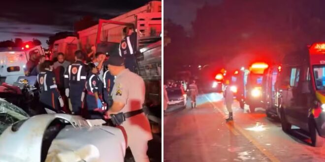 Acidente entre carro e caminhões deixa quatro mortos em rodovia de Goiás