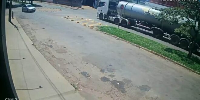 Criança passa por baixo de carreta em rotatória e caso chama atenção em Goianésia