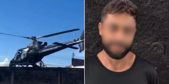 Homem é detido em carro furtado e elogia ação de policiais em helicóptero: ‘Nunca tinha visto na minha vida, só em filme’