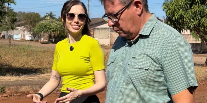 Prefeita em exercício Luciana Naves acompanha reconstrução asfáltica no Residencial Ipês em Goianésia