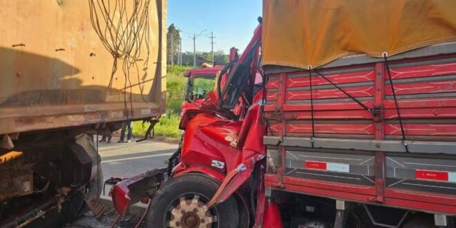 Duas pessoas morrem em acidente entre caminhões na BR-153, em Aparecida de Goiânia