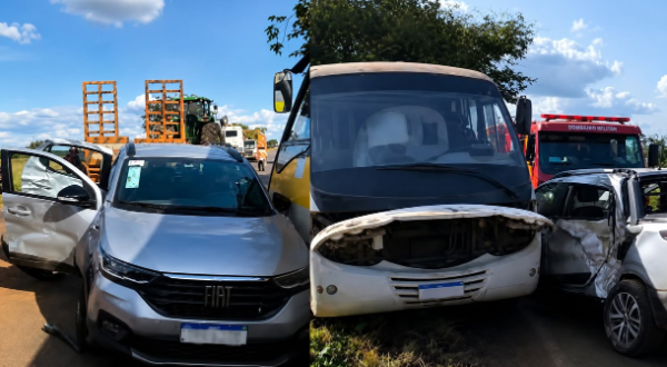 Colisão entre três veículos deixa quatro pessoas feridas na GO-336, em Nova Glória